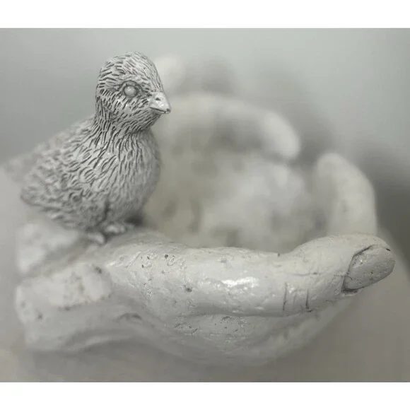 Hands Palm Garden Bird Feeder Large Feeding Station Resin Decor Water bowl - Picture 4 of 6